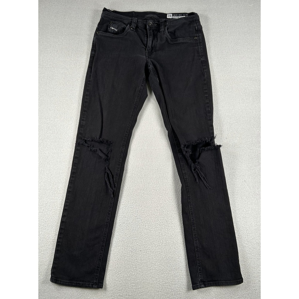 Empyre Black Skeletor Skinny Jeans Mens 28"x29.5" Denim Ripped Knee Distressed